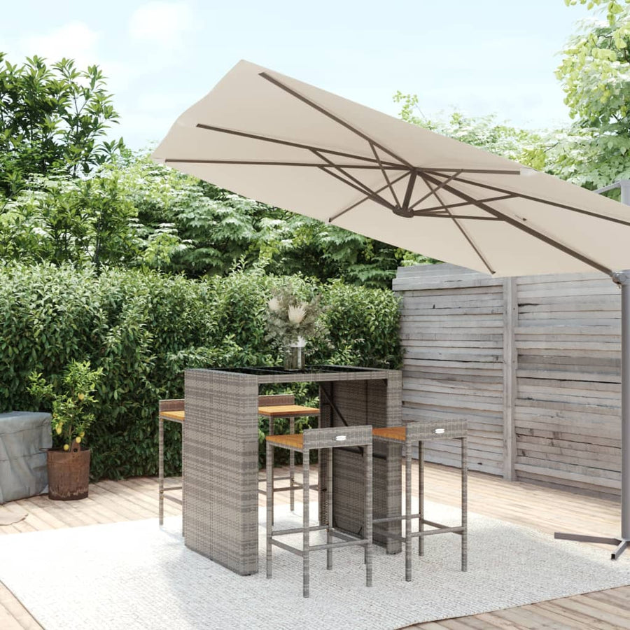 5-Delige Tuinbarset Poly Rattan En Massief Acaciahout 4