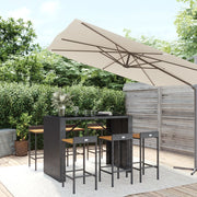 Tuinbarset 7-delig poly rattan acaciahout zwart