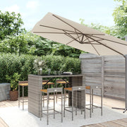 Tuinbarset 7-delig poly rattan acaciahout grijs
