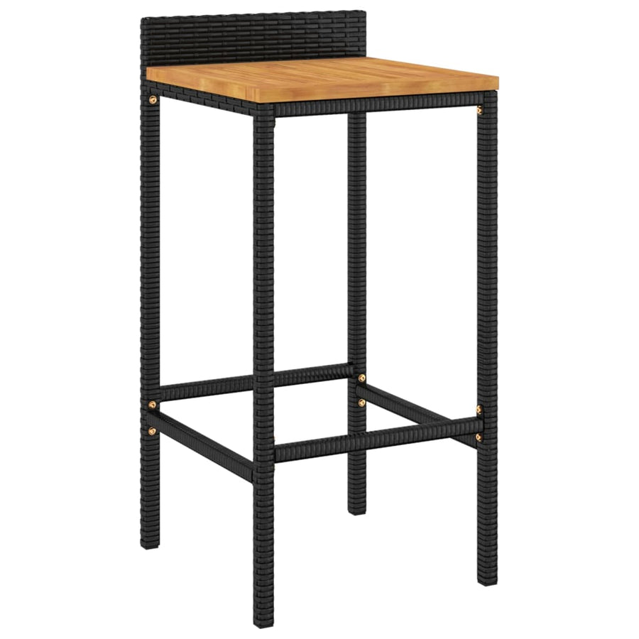 -Delige Tuinbarset Poly Rattan En Massief Acaciahout 9 Zwart
