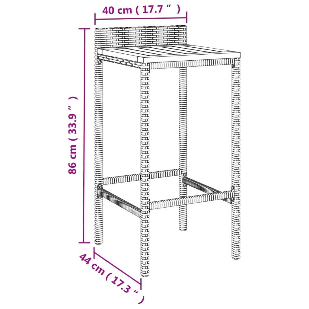 -Delige Tuinbarset Poly Rattan En Massief Acaciahout 9 Grijs