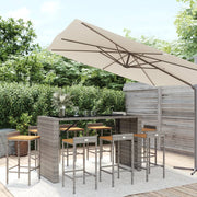 Tuinbarset 9-delig poly rattan acaciahout grijs