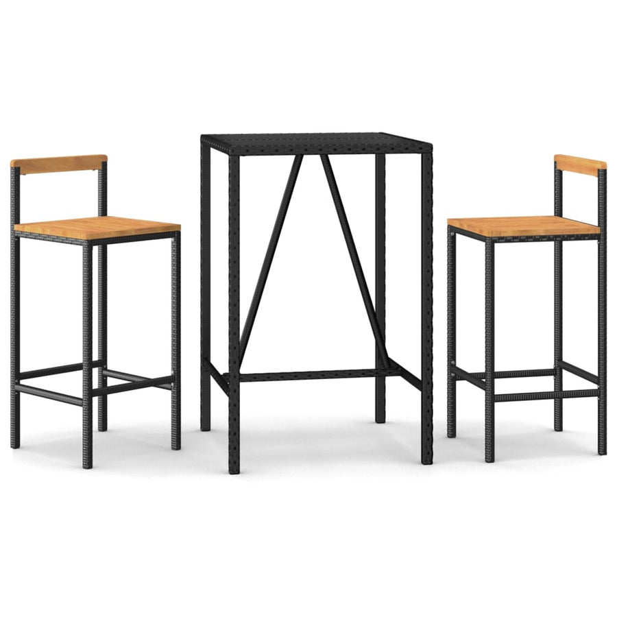 3-Delige Tuinbarset Poly Rattan En Massief Acaciahout 2