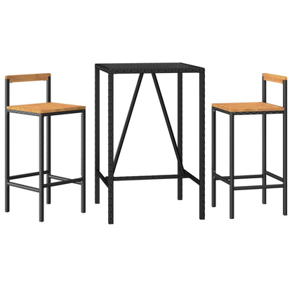 3-Delige Tuinbarset Poly Rattan En Massief Acaciahout 2