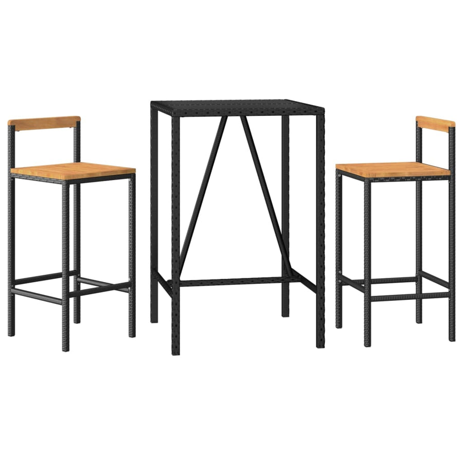 3-Delige Tuinbarset Poly Rattan En Massief Acaciahout 2