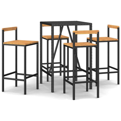5-Delige Tuinbarset Poly Rattan En Massief Acaciahout 4
