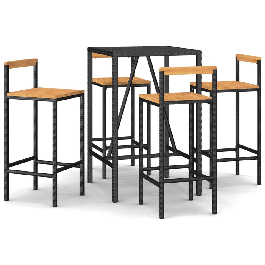 5-Delige Tuinbarset Poly Rattan En Massief Acaciahout 4