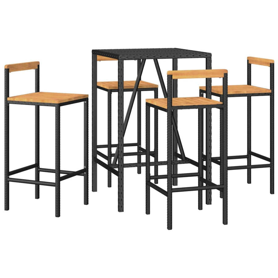 5-Delige Tuinbarset Poly Rattan En Massief Acaciahout 4