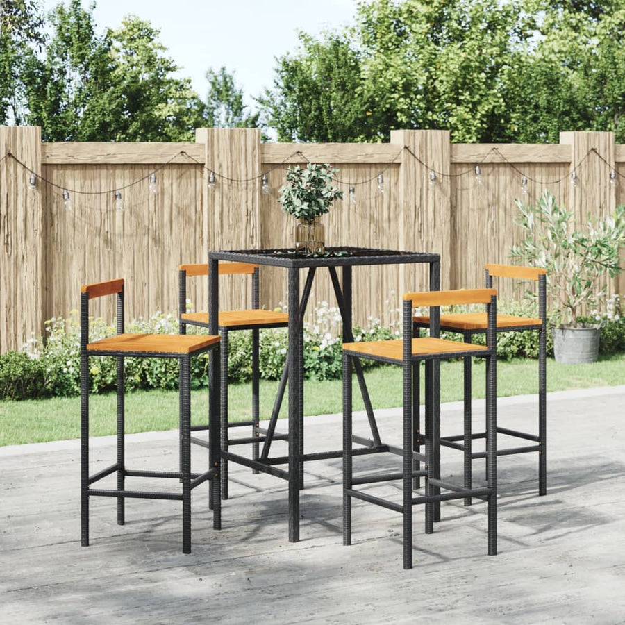 5-Delige Tuinbarset Poly Rattan En Massief Acaciahout 4