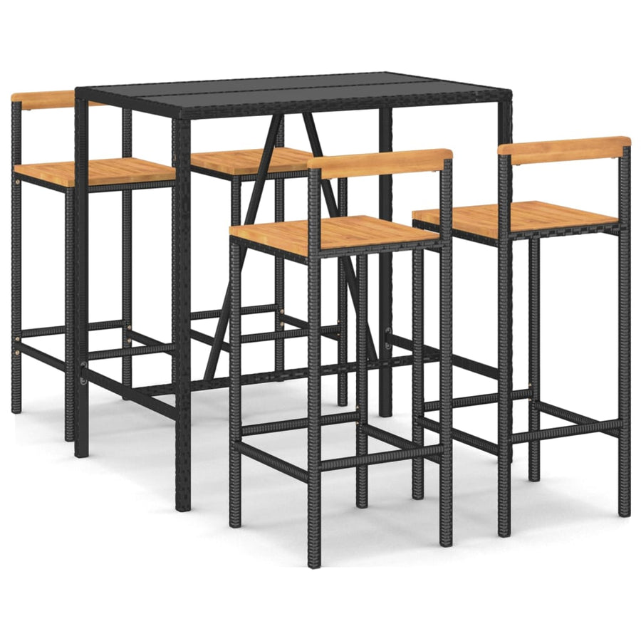 5-Delige Tuinbarset Poly Rattan En Massief Acaciahout 4