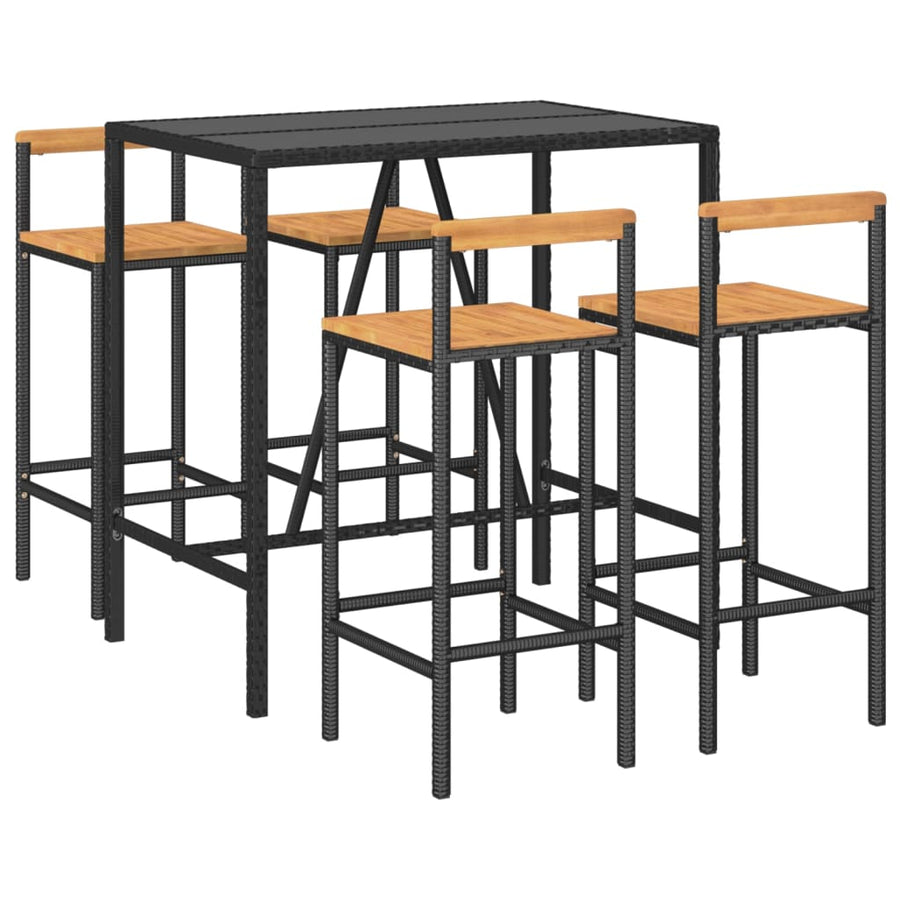 5-Delige Tuinbarset Poly Rattan En Massief Acaciahout 4