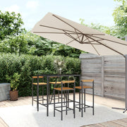 Tuinbarset 5-delig poly rattan acaciahout zwart