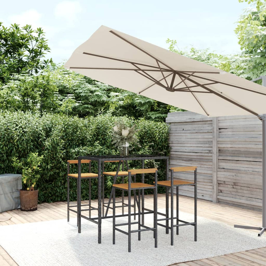 5-Delige Tuinbarset Poly Rattan En Massief Acaciahout 4