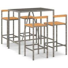 -Delige Tuinbarset Poly Rattan En Massief Acaciahout 5 110 cm tafellengte Grijs