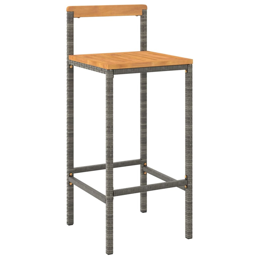 -Delige Tuinbarset Poly Rattan En Massief Acaciahout 5 110 cm tafellengte Grijs