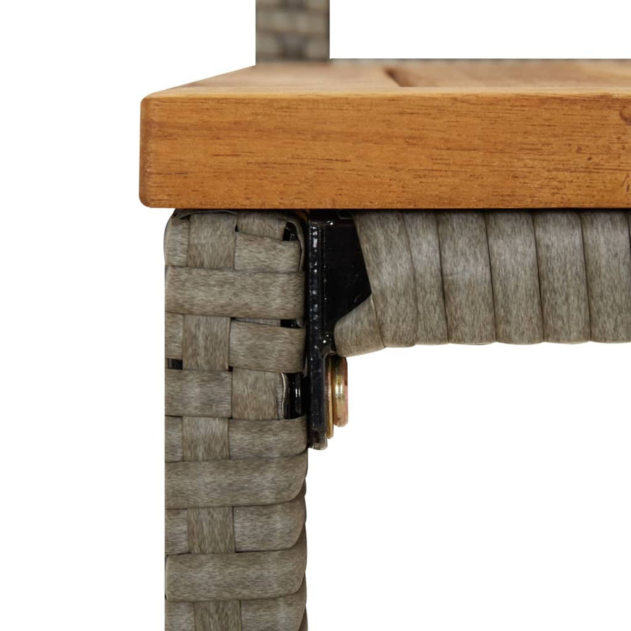 -Delige Tuinbarset Poly Rattan En Massief Acaciahout 5 110 cm tafellengte Grijs