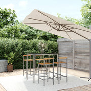 5-piece Outdoor Bar Set Poly Rattan and Solid Acacia Wood Gray