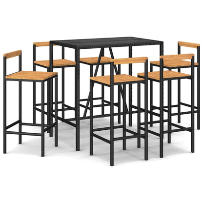 7-Delige Tuinbarset Poly Rattan En Massief Acaciahout 6