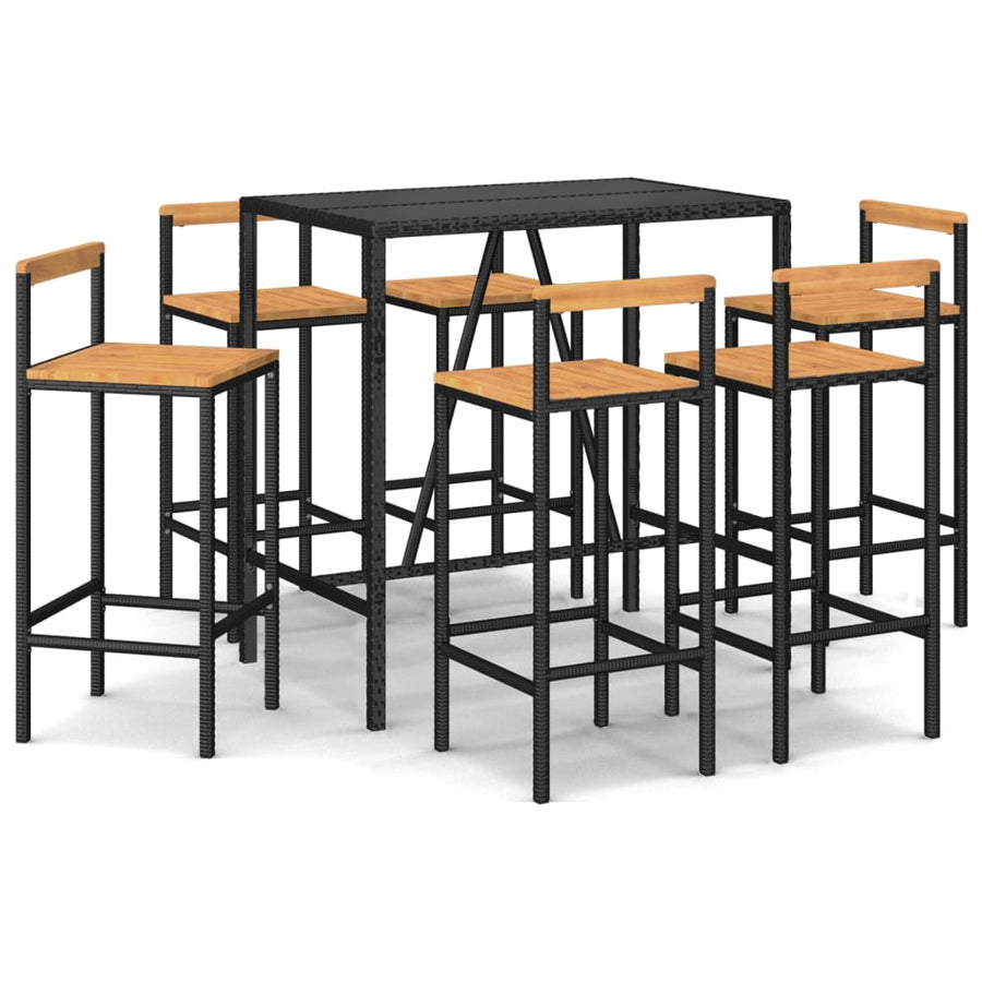 7-Delige Tuinbarset Poly Rattan En Massief Acaciahout 6