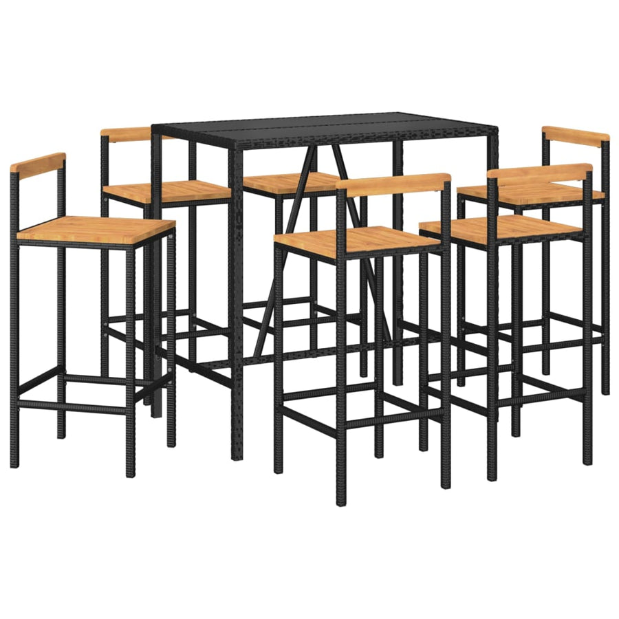 7-Delige Tuinbarset Poly Rattan En Massief Acaciahout 6