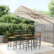 Tuinbarset 7-delig poly rattan acaciahout