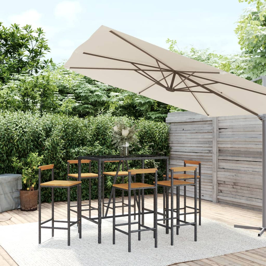 7-Delige Tuinbarset Poly Rattan En Massief Acaciahout 6