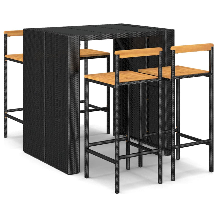 5-Delige Tuinbarset Poly Rattan En Massief Acaciahout 4