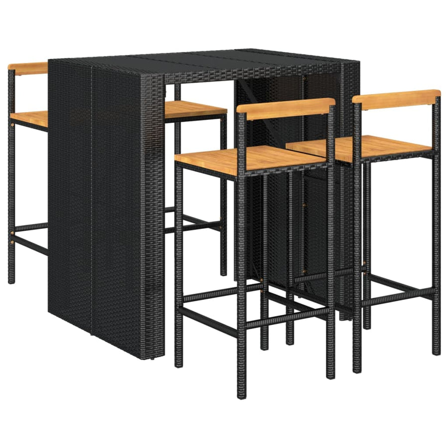 5-Delige Tuinbarset Poly Rattan En Massief Acaciahout 4