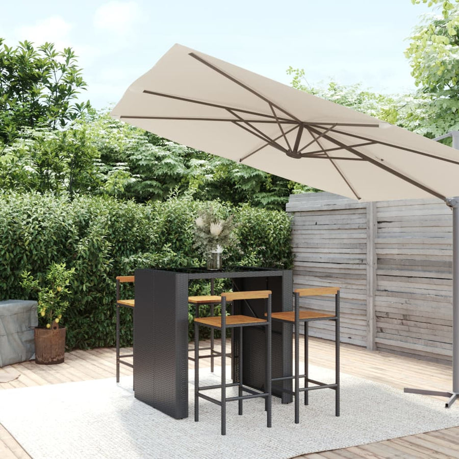 5-Delige Tuinbarset Poly Rattan En Massief Acaciahout 4
