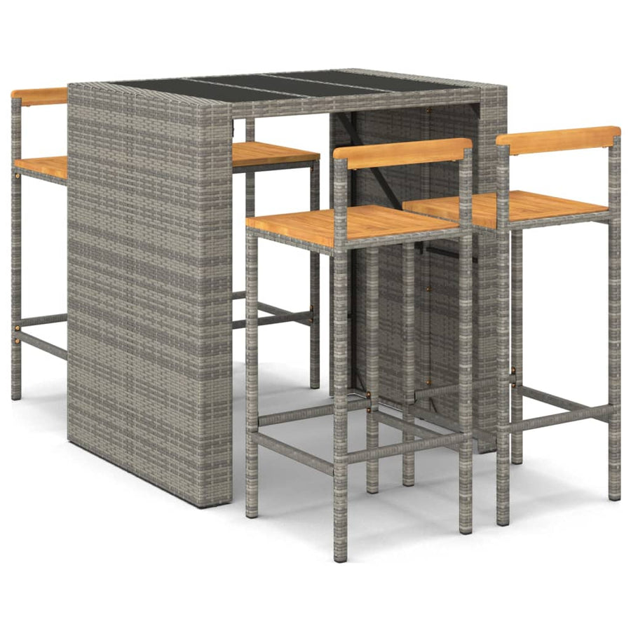 5-Delige Tuinbarset Poly Rattan En Massief Acaciahout 4