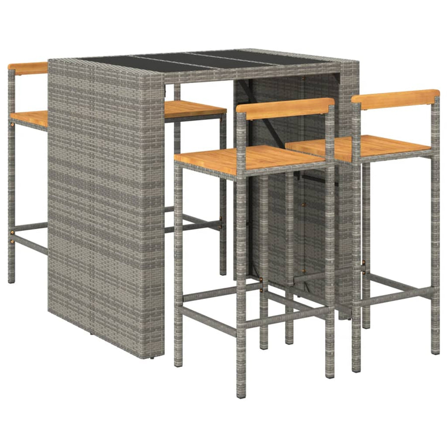 5-Delige Tuinbarset Poly Rattan En Massief Acaciahout 4