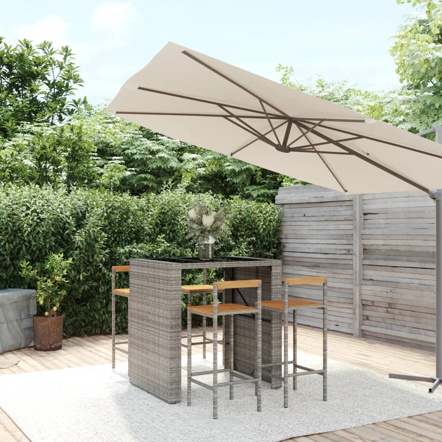 5-Delige Tuinbarset Poly Rattan En Massief Acaciahout 4