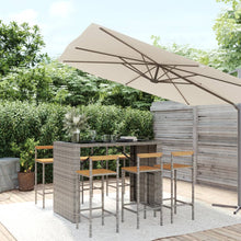 7-delige Tuinbarset poly rattan en massief acaciahout grijs