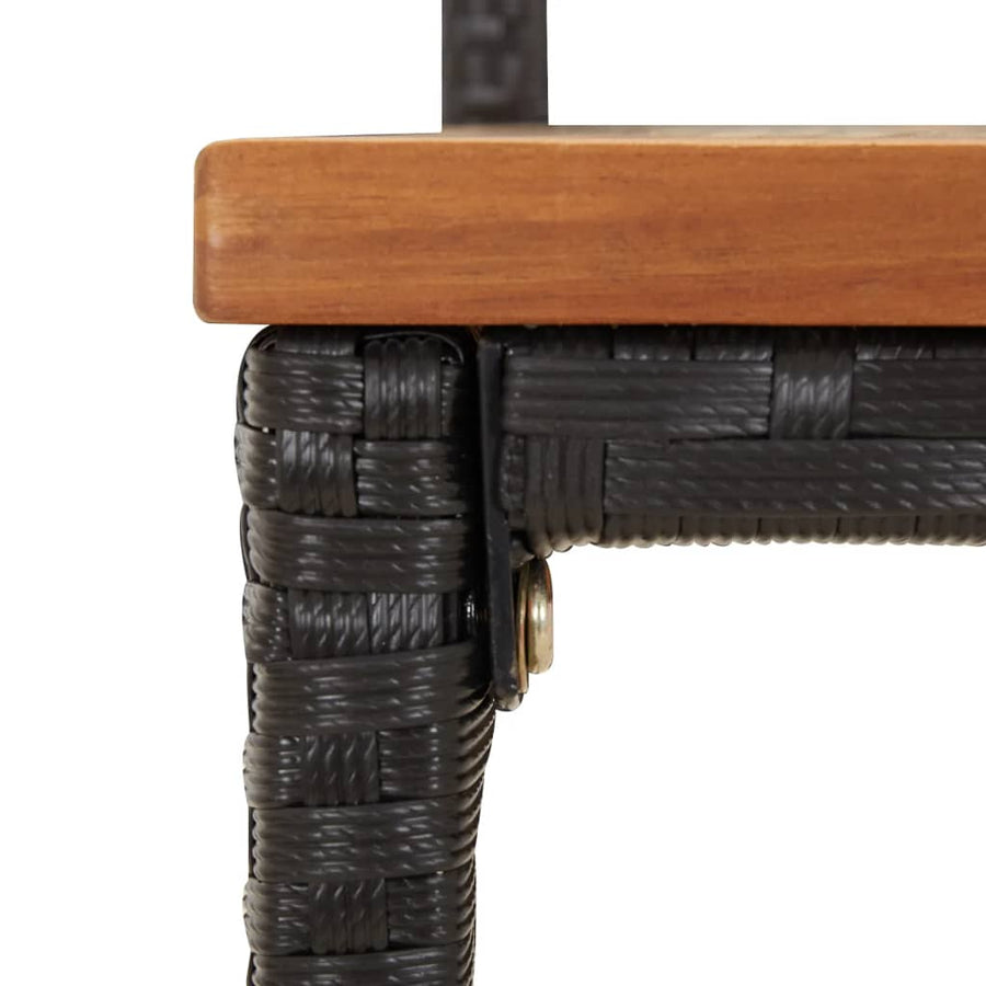 -Delige Tuinbarset Poly Rattan En Massief Acaciahout 9 Zwart
