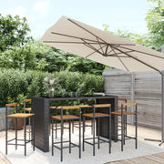 9-piece Garden Bar Set poly rattan and solid acacia wood black
