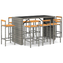 -Delige Tuinbarset Poly Rattan En Massief Acaciahout 9 Grijs