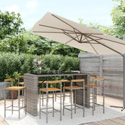 9-Piece Garden Bar Set Poly Rattan and Solid Acacia Wood Grey