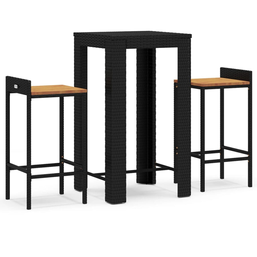 3-Delige Tuinbarset Poly Rattan En Massief Acaciahout 2