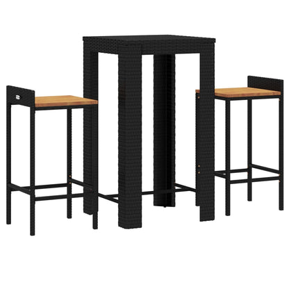 3-Delige Tuinbarset Poly Rattan En Massief Acaciahout 2