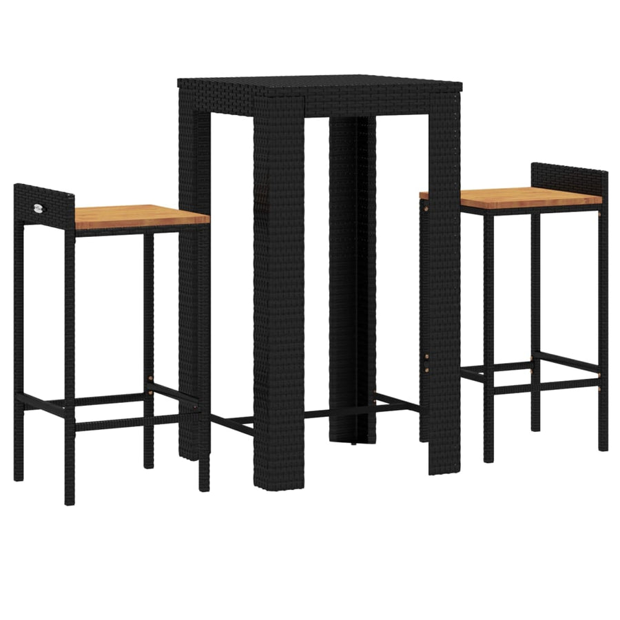 3-Delige Tuinbarset Poly Rattan En Massief Acaciahout 2