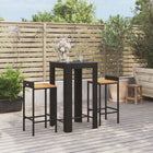 -Delige Tuinbarset Poly Rattan En Massief Acaciahout 3 Zwart