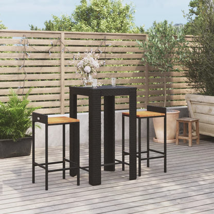 3-Delige Tuinbarset Poly Rattan En Massief Acaciahout 2