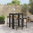 -Delige Tuinbarset Poly Rattan En Massief Acaciahout 5 Zwart