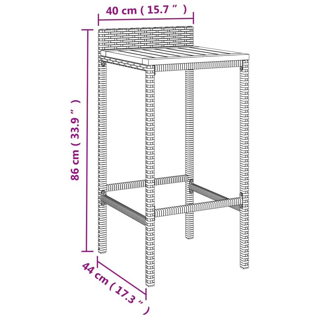 -Delige Tuinbarset Poly Rattan En Massief Acaciahout 5 Grijs