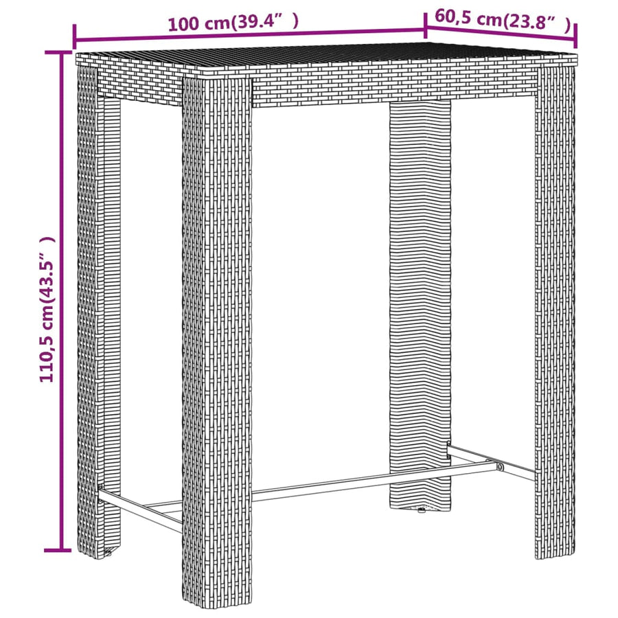 -Delige Tuinbarset Poly Rattan En Massief Acaciahout 5 Grijs
