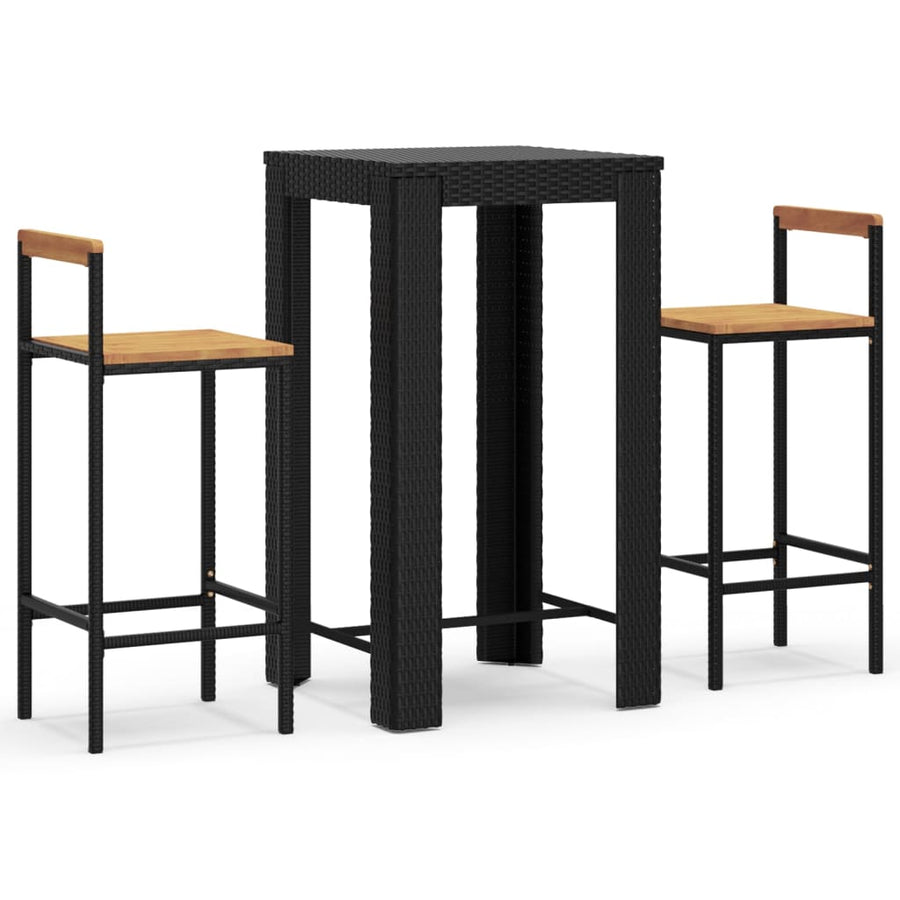 3-Delige Tuinbarset Poly Rattan En Massief Acaciahout 2