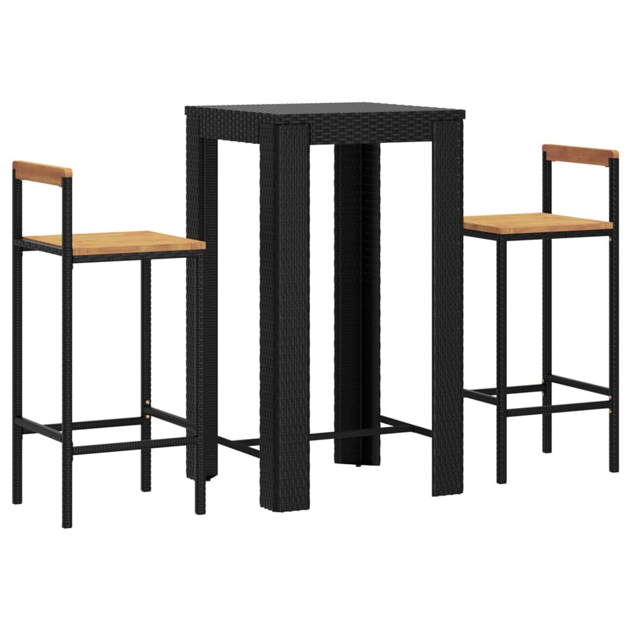 3-Delige Tuinbarset Poly Rattan En Massief Acaciahout 2