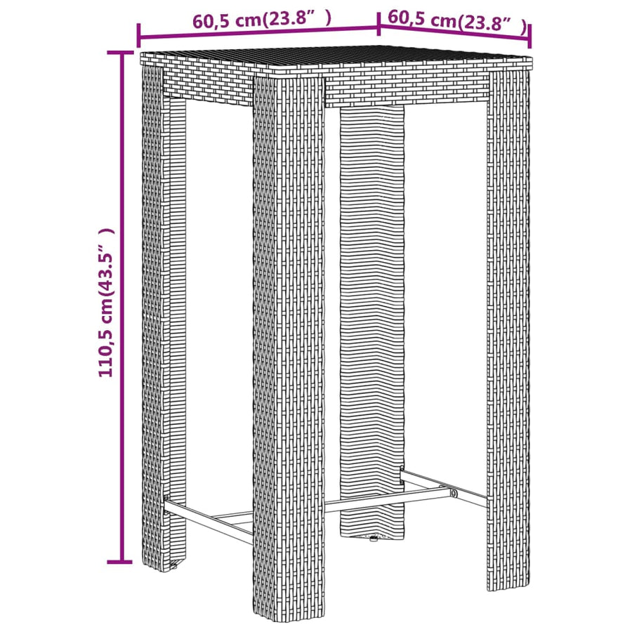 3-Delige Tuinbarset Poly Rattan En Massief Acaciahout 2