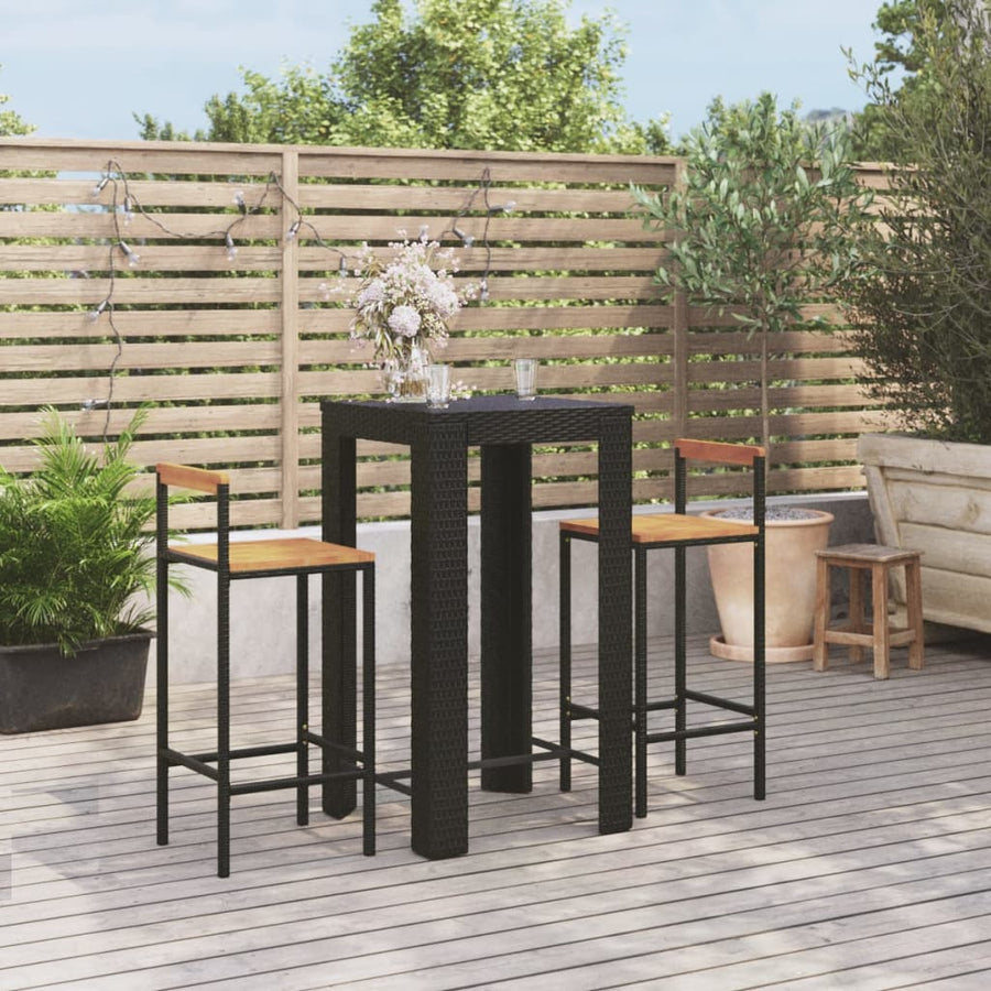 3-Delige Tuinbarset Poly Rattan En Massief Acaciahout 2