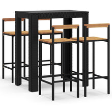 -Delige Tuinbarset Poly Rattan En Massief Acaciahout 5 Zwart